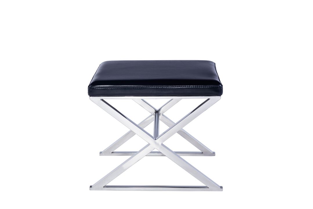 Pasargad Home Luxe Upholstered Bench, White/Chrome