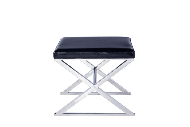 Pasargad Home Luxe Upholstered Bench, White/Chrome