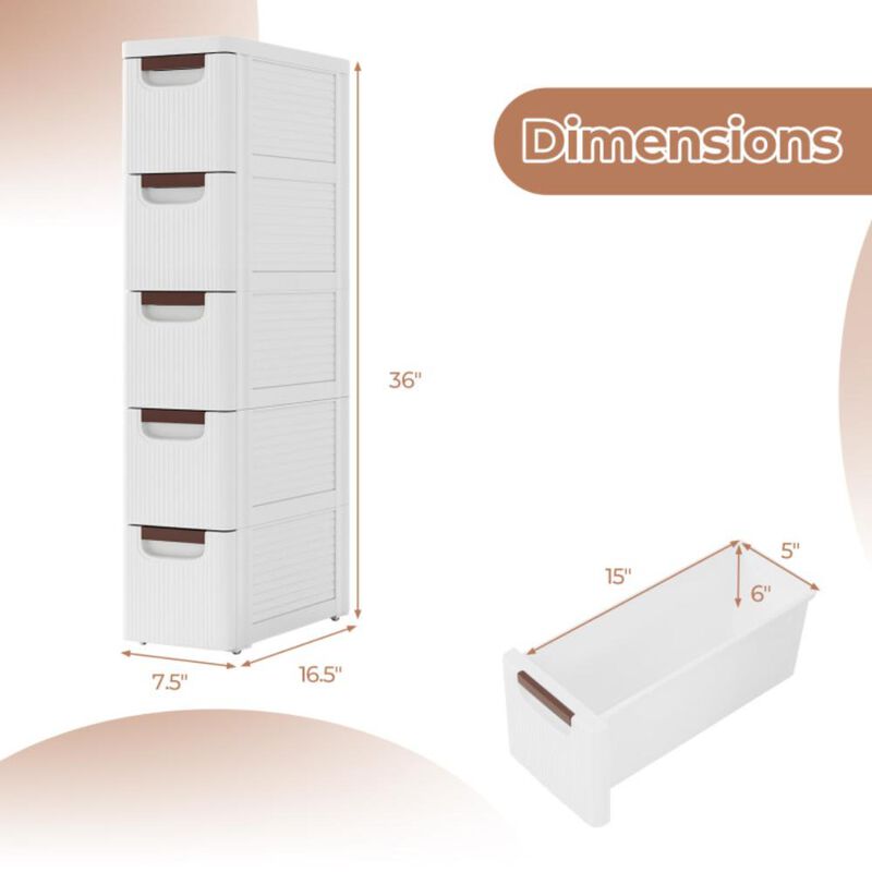 Hivvago 3/4/5/6-Drawer Rolling Organizer Unit Narrow Storage Cabinet with Built-In Wheels for Small Space