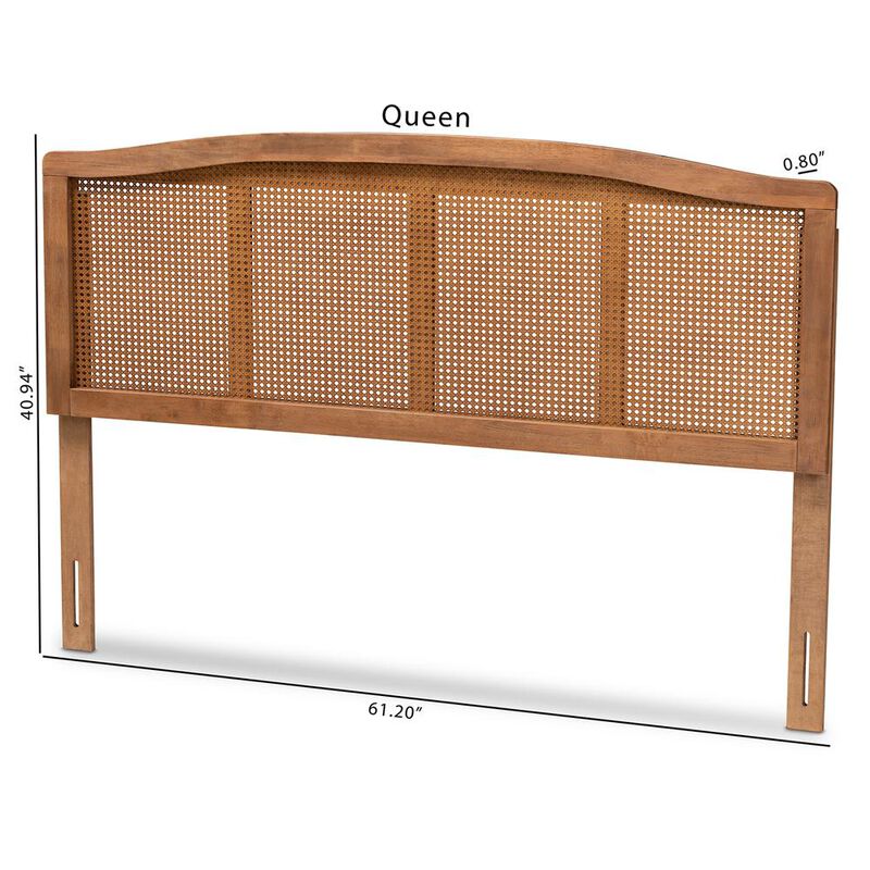 Baxton Studio Ash Wanut Finished Wood and Synthetic Rattan King Size Headboard