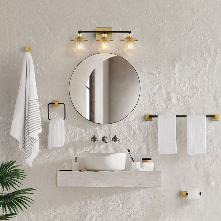 Avalon 26" 3-Light Farmhouse Cottage Vanity Light with Bathroom Hardware Accessory 5-Piece Set