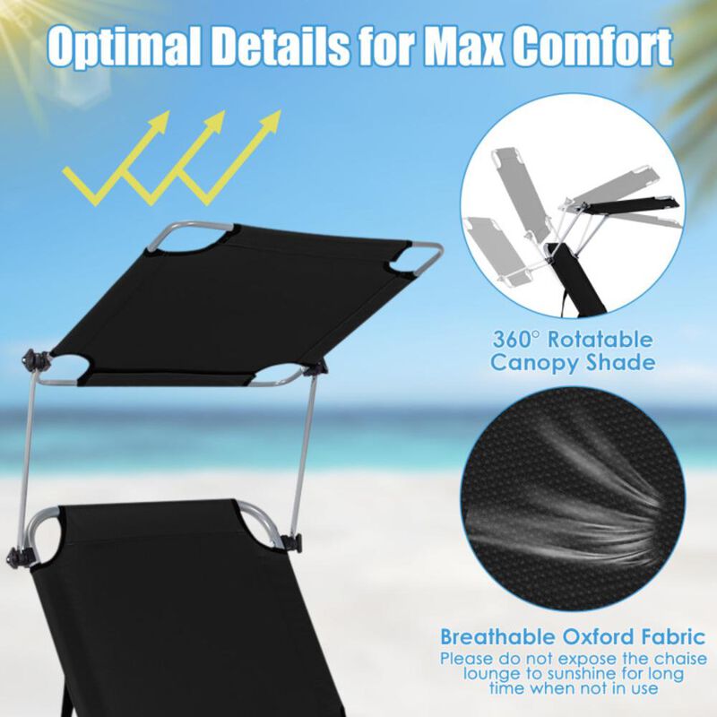 Hivvago Set of 2 Portable Reclining Chair with 5 Adjustable Positions-Black