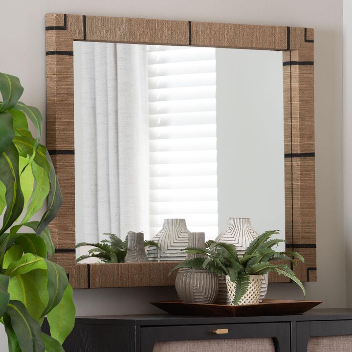bali & pari Mirai Bohemian Woven Grasscloth Rectangle Accent Mirror