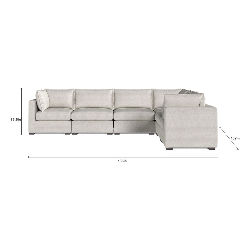 Bennett 6 Piece Flange Seam Modular Sofa  - Tan Twill