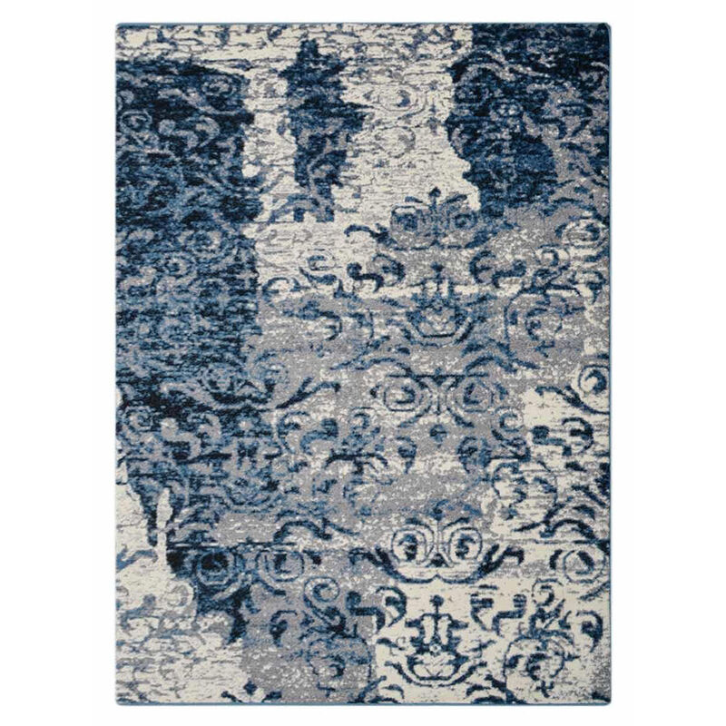 RUGSOTIC CARPETS MACHINE MADE HEATSET POLYPROPYLENE AREA RUGS - 3'4''x5', Rectangle Shape, Blue Color, Abstract Modern Design,Midium Pile Machine Made Area Rugs for Living Room, Bed Room (M00017)