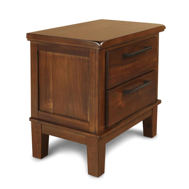 New Classic Furniture Furniture Cagney Solid Wood 2-Drawer Nightstand in Chestnut Brown