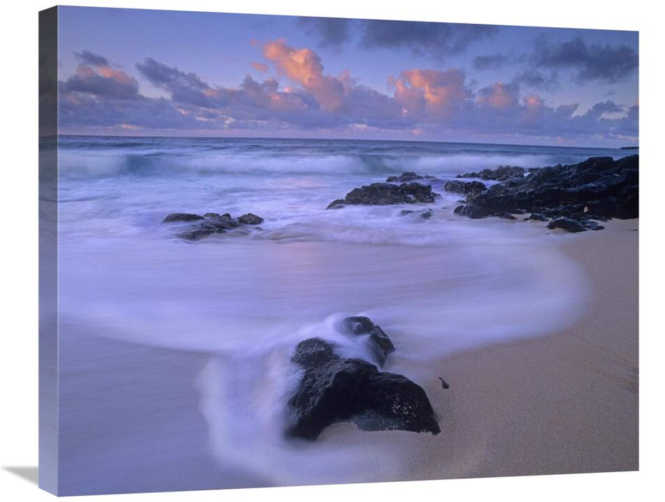 Rolling waves at dusk at Sandy Beach, Oahu, Hawaii-Canvas Art-28x22