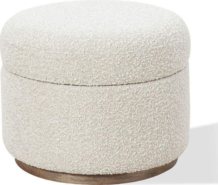 Off-White Upholstered Storage Ottoman