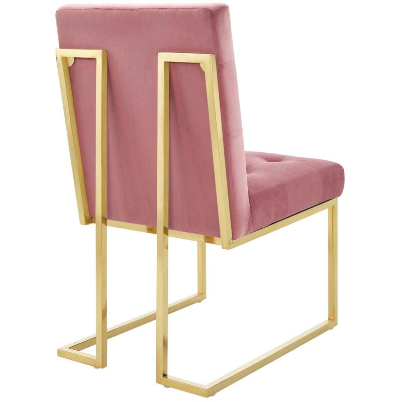 Modway Privy Performance Velvet Gold Stainless Steel Dining Chair in Gold Dusty Rose