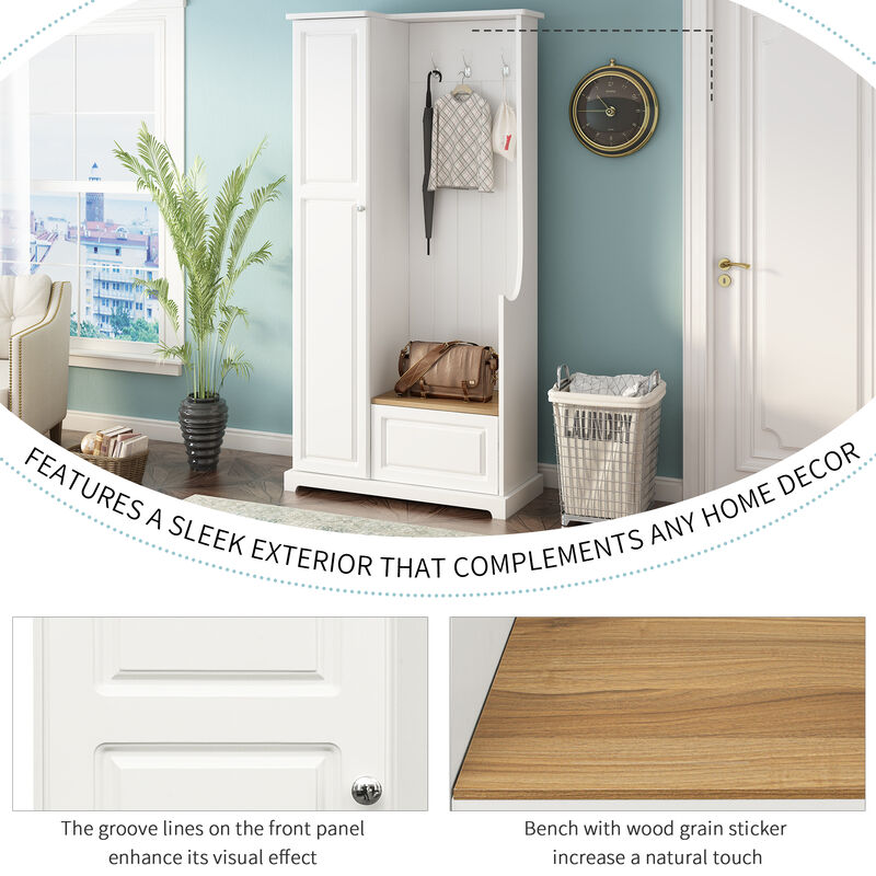 Merax Modern Minimalist Hall Tree with Flip-Up Bench