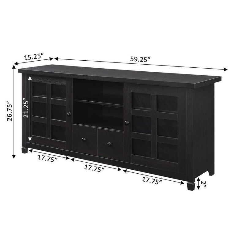 Convience Concept, Inc. Newport Park Lane 1 Drawer TV Stand with Storage Cabinets and Shelves for TVs up to 65 Inches, Black