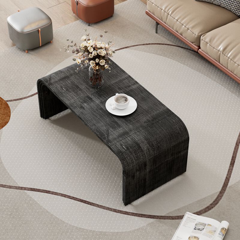 Merax Minimalist Coffee Table with Curved Edge