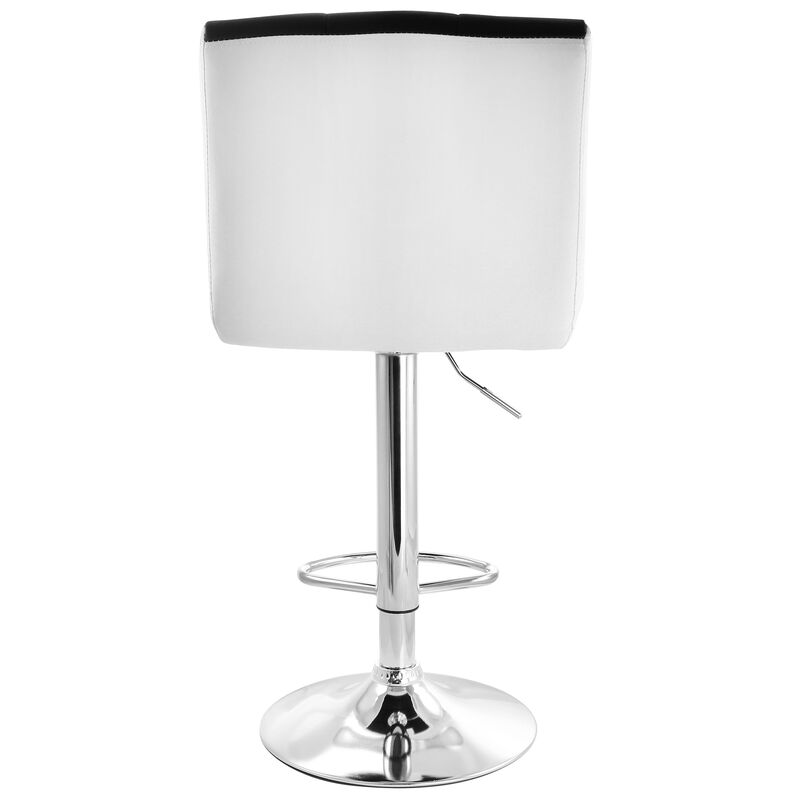 Elama 2 Piece Faux Leather Tufted Bar Stool in Black and White with Chrome Base