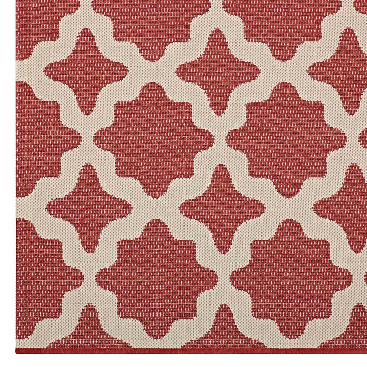 Cerelia Moroccan Trellis 5x8 Indoor and Outdoor Area Rug - Red and Beige
