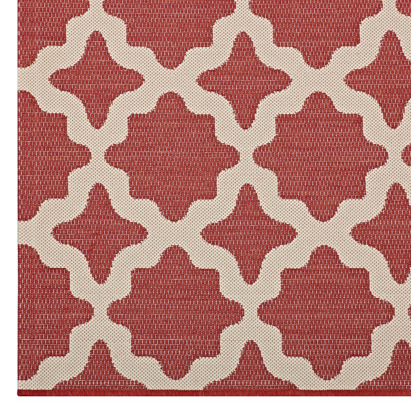 Cerelia Moroccan Trellis 5x8 Indoor and Outdoor Area Rug - Red and Beige