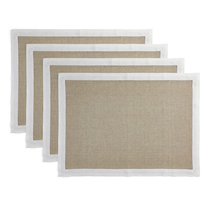 Solino Home 100% Pure Linen Placemats 14 x 19 Inch Set of 4 | Classic