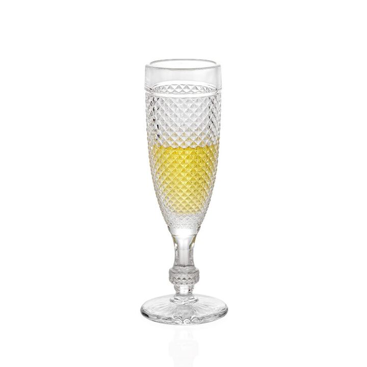Hivvago Chroma Clear Champagne Flutes Glass (5.1 oz. set of 6)