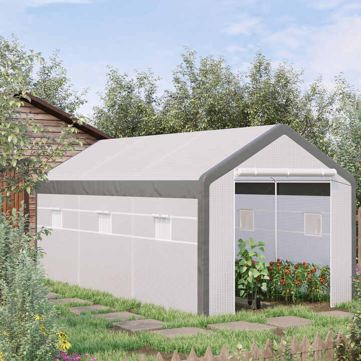 Huge Outdoor Walk-In Plant Hot House with 8 Closeable Windows & Weather Cover