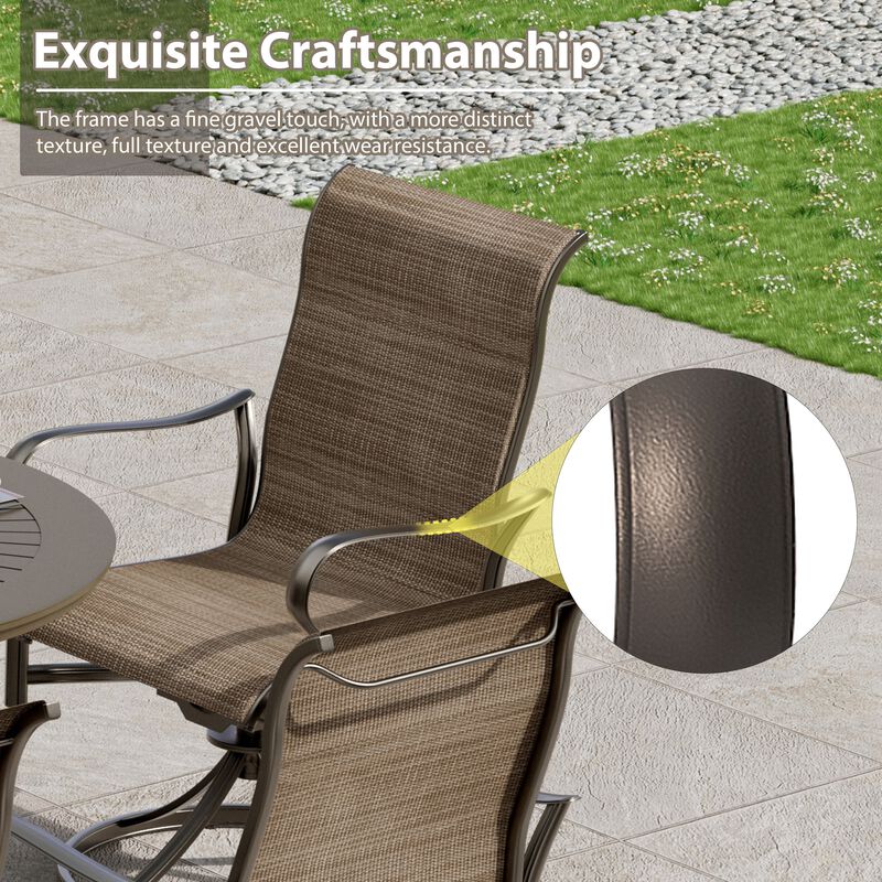 Mondawe Outdoor Cast Aluminum Swivel Rocking Chair with Textilene Seat and High Back (Set of 2)