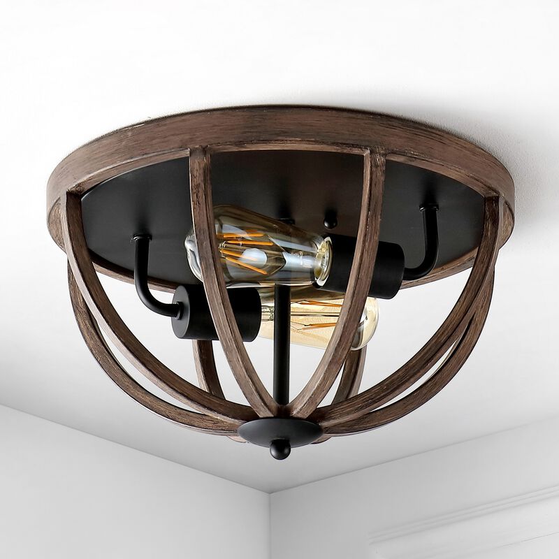 Darlene 2-Light Iron Rustic Farmhouse LED Flush Mount