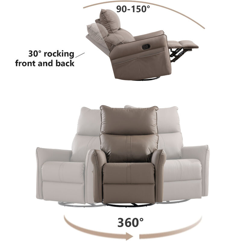 Modern Swivel Recliner Chair with Side Pocket