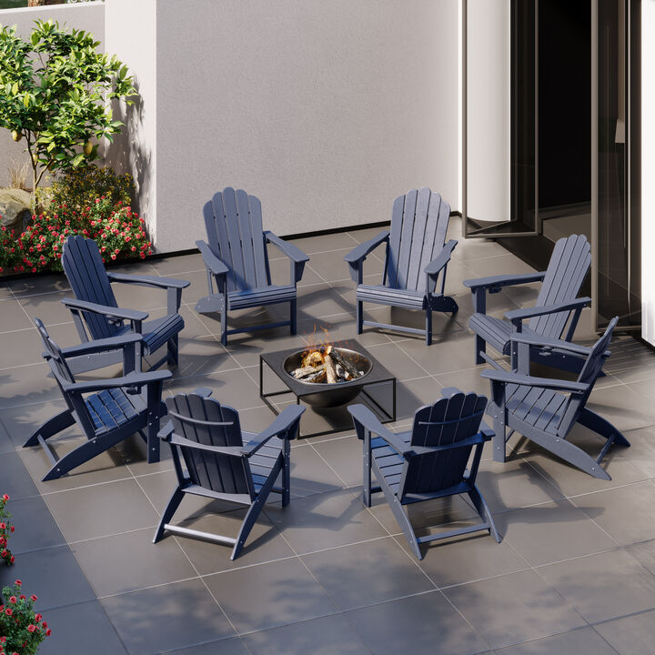 WestinTrends Outdoor Patio HDPE Adirondack Chairs With Cup Holders (Set of 8)