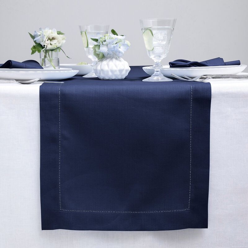 Solino Home 100% Pure Linen Table Runner | Classic Hemstitch for Thanksgiving, Christmas