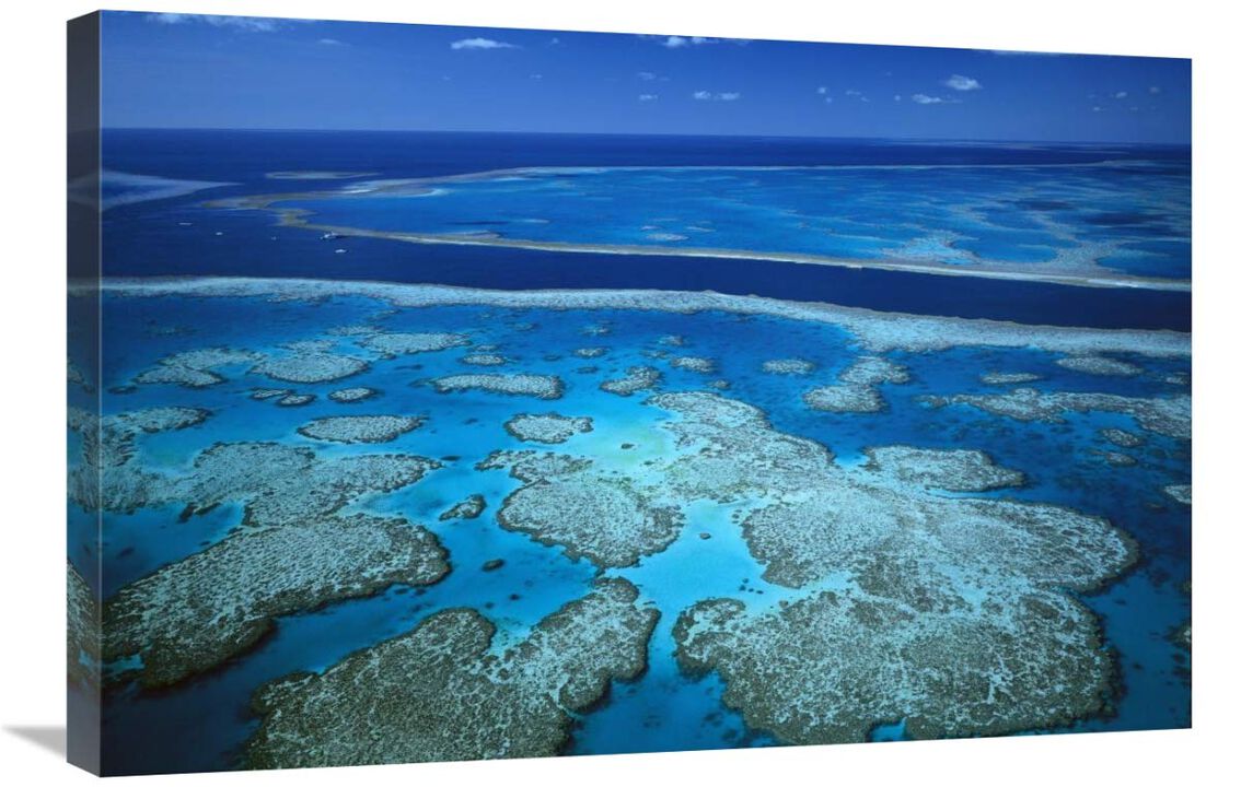 Deep channel separating Hardy Reef from Hook Reef, Great Barrier Reef Marine Park, World Heritage Site, Queensland, Australia-Canvas Art-30x20