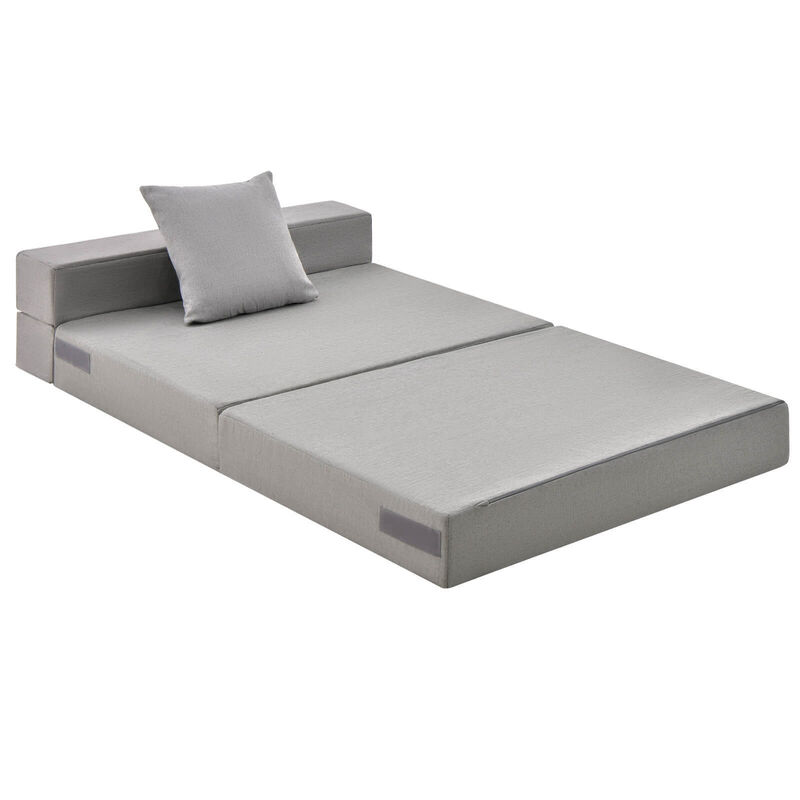 6 Inch Tri-fold Sofa Bed Folding Mattress with Pillow