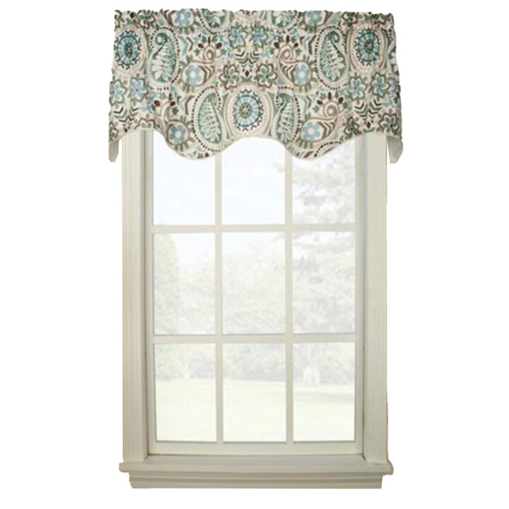 Ellis Curtain Paisley Prism Duchess 3" Rod Pocket Valances for Windows 100" x 30" Latte