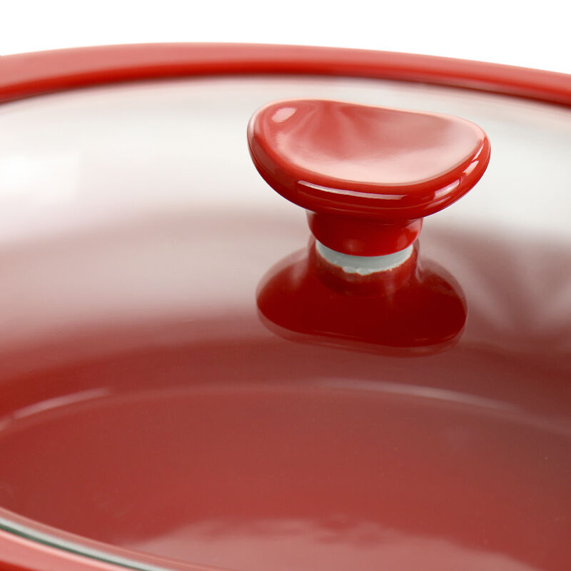 Crockpot Appleton 2 Quart Oval Stoneware Casserole Dish in Red with Glass Lid