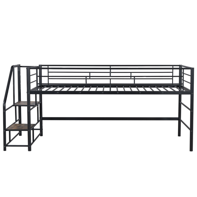 Merax Mid Loft Bed with Storage Stairs