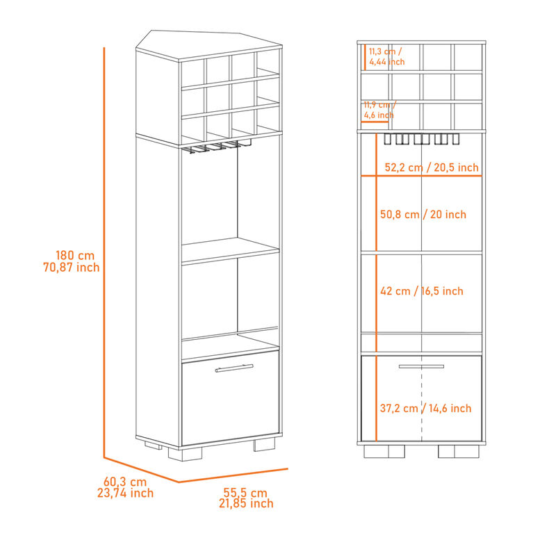 Jackson 12-Bottle 2-Shelf 1-Drawer Bar Cabinet Mahogany And Macadamia