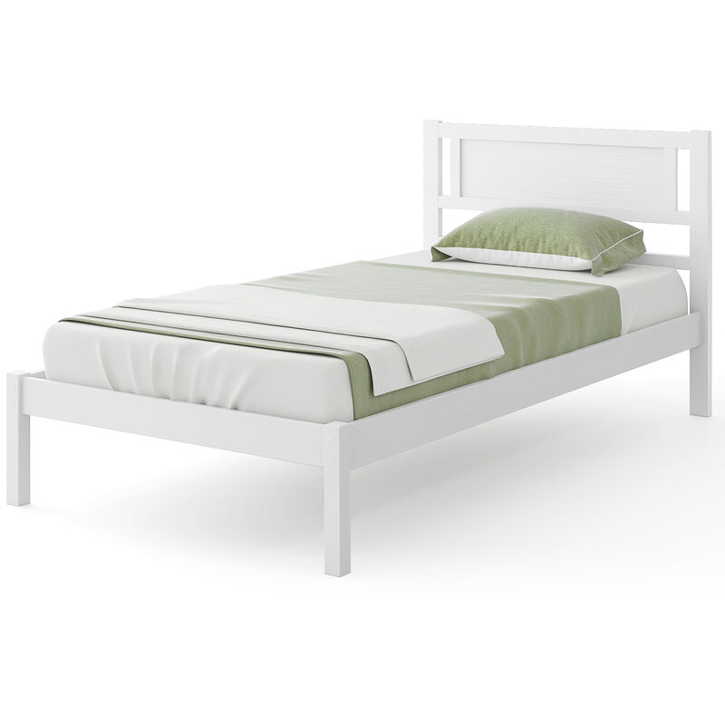 Wood Bed Frame with Headboard and Wooden Slats Support, Sturdy Platform Design for Comfortable Sleep