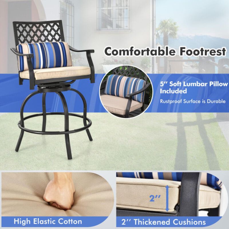 Hivvago Set of 2 Outdoor Bar Height Chair with Soft Cushions