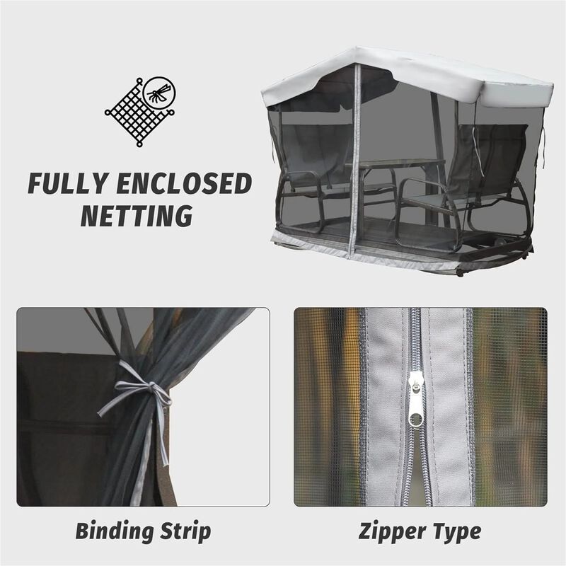 MONDAWE 4-Seat Outdoor Aluminum Frame Glider Benches With Canopy