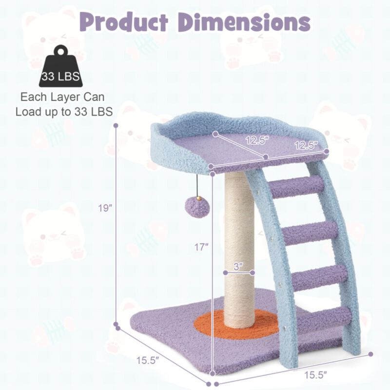 2-Storey Cat Tree Multi-Level Tower with Scratching Posts and Cozy Resting Spots for Cats