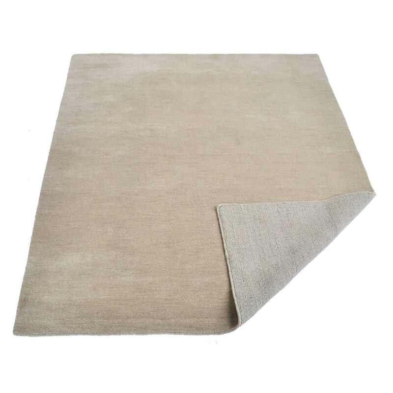 RUGSOTIC CARPETS HAND KNOTTED LOOM WOOL ECO-FRIENDLY AREA RUGS  - 6'7''x9'10'', Rectangle, Beige Color, Solid Plain Design, High Pile Thick Handmade Anti Skid Rugs for Living Room (L00111)