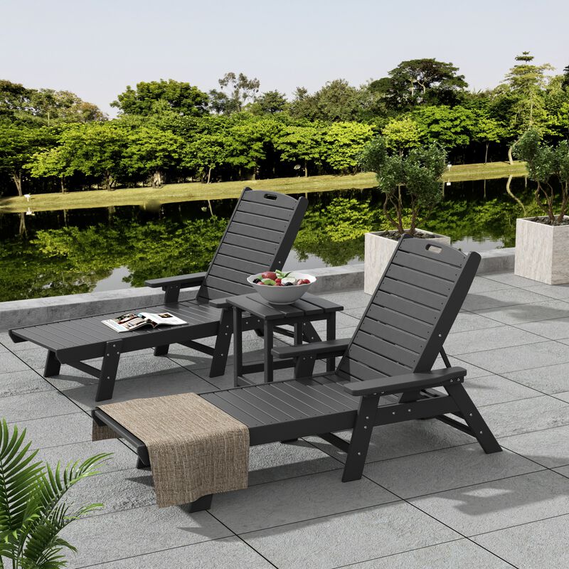 WestinTrends Adirondack Outdoor Chaise Lounge with Side Table Set