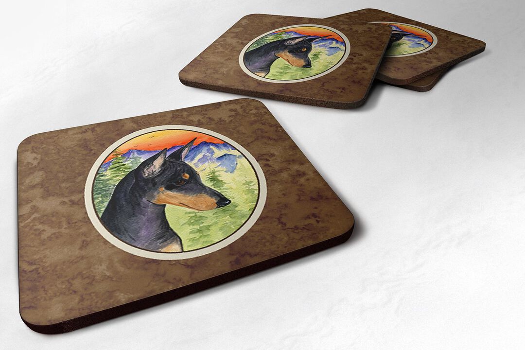 Caroline's Treasures SS8425FC Manchester Terrier Foam Coasters (Set of 4), 3.5 H x 3.5 W, Multicolor
