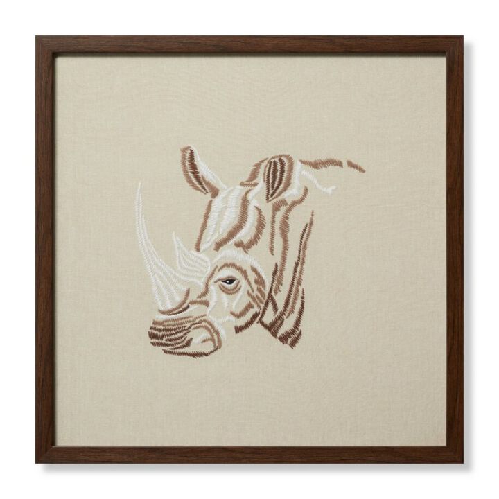 Black Rhino Beige Ivory Wall Art