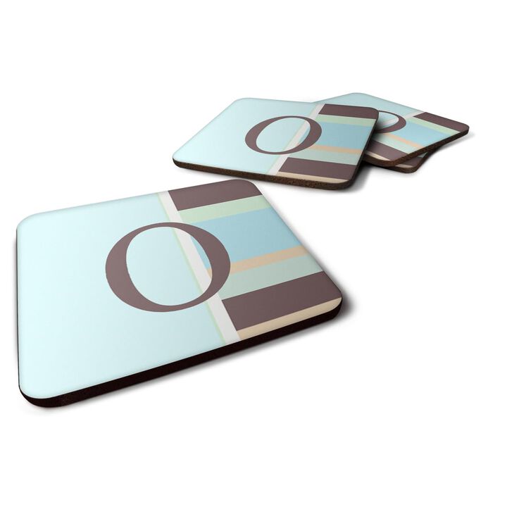 Caroline's Treasures CJ1003-OFC Monogram-Blue Stripes Foam Coasters (Set of 4), Initial Letter O, 3.5 H x 3.5 W, Multicolor