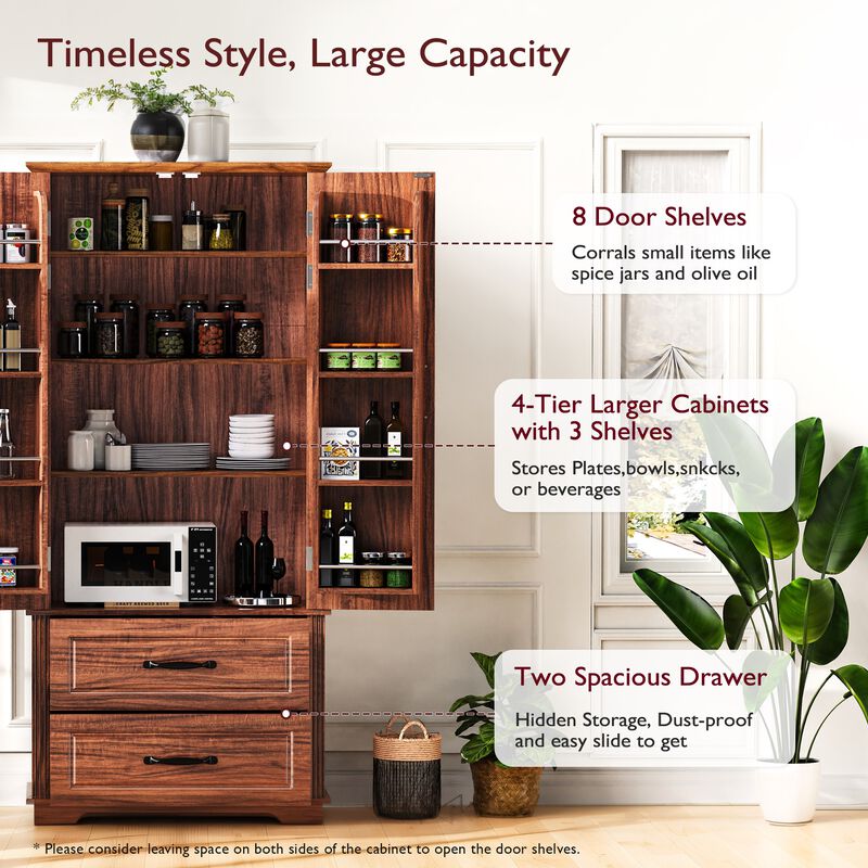Merax Farmhouse Kitchen Pantry Cupboard Cabinet