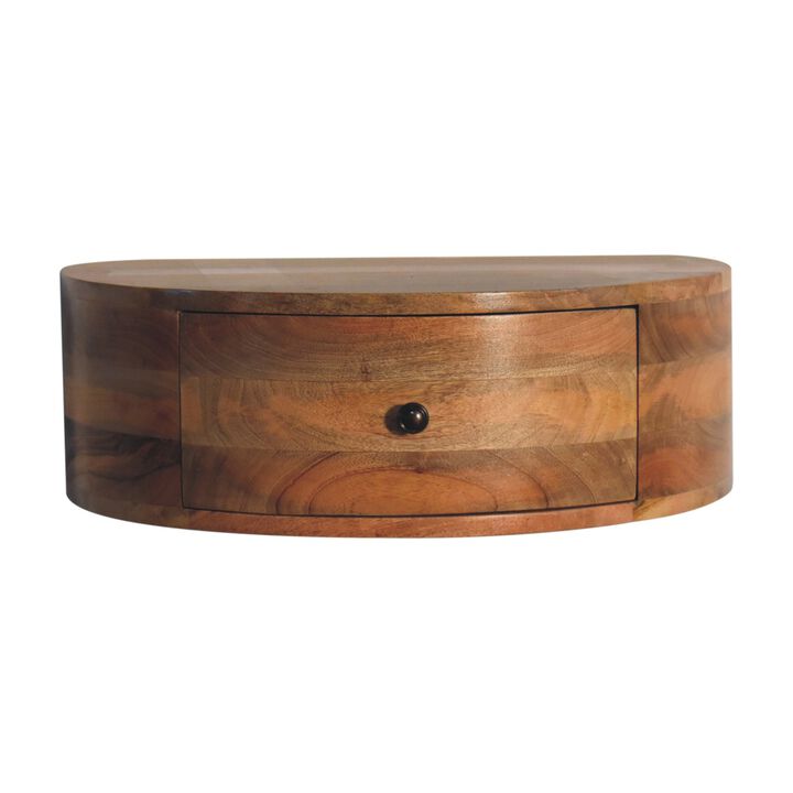 Artisan Furniture Solid Wood Large Wall Mounted Rounded Bedside