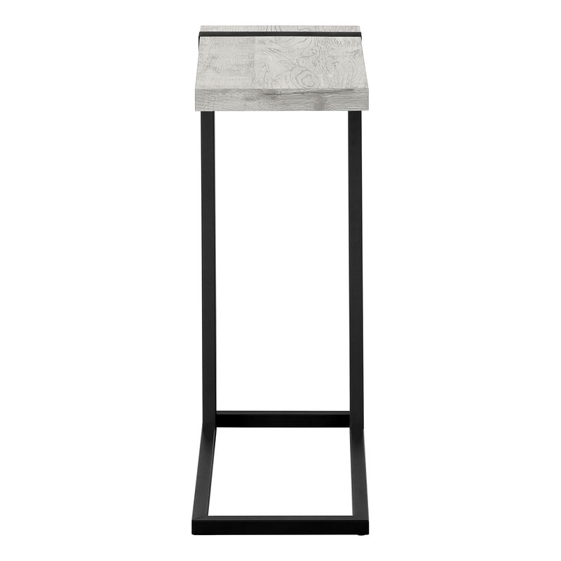 Monarch Specialties I 2858 Accent Table, C-shaped, End, Side, Snack, Living Room, Bedroom, Metal, Laminate, Grey, Black, Contemporary, Modern