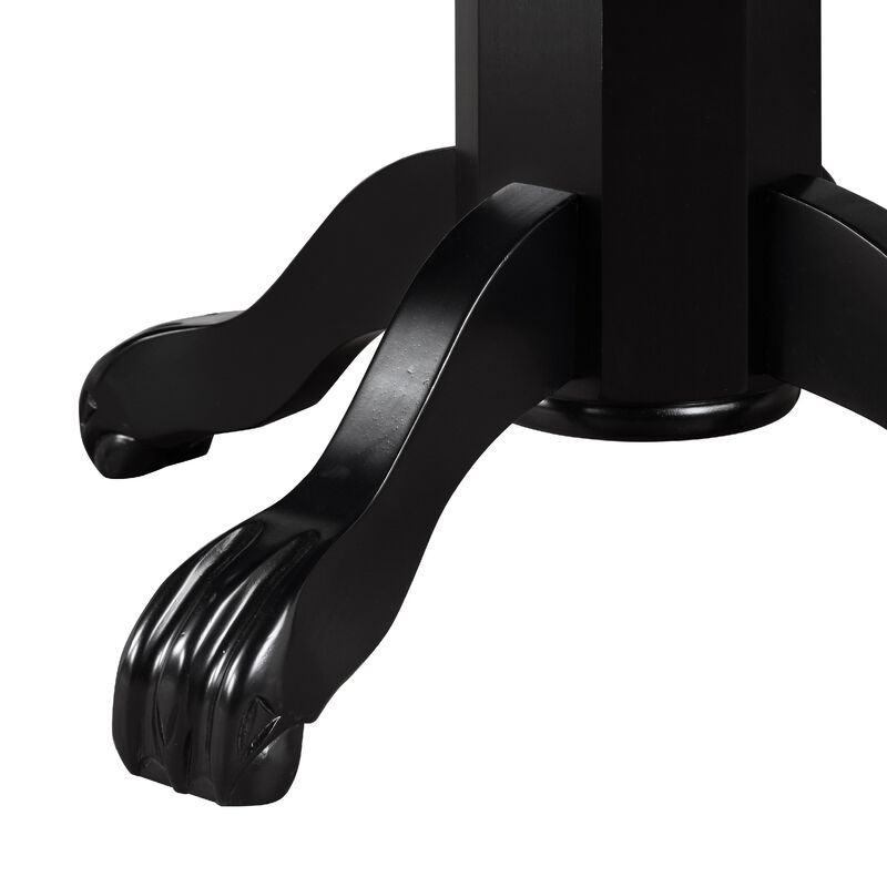 Ava 42 Inch Wood Pub Bar Table, Molded Trim, Carved Pedestal, Black-Benzara