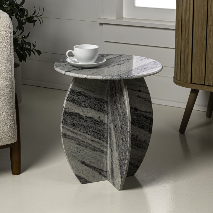Venus 15" Contemporary Natural Marble Handmade X-Shaped End Table