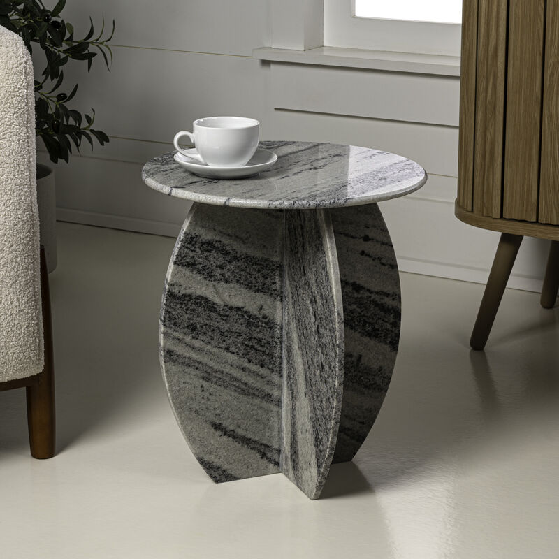 Venus 15" Contemporary Natural Marble Handmade X-Shaped End Table