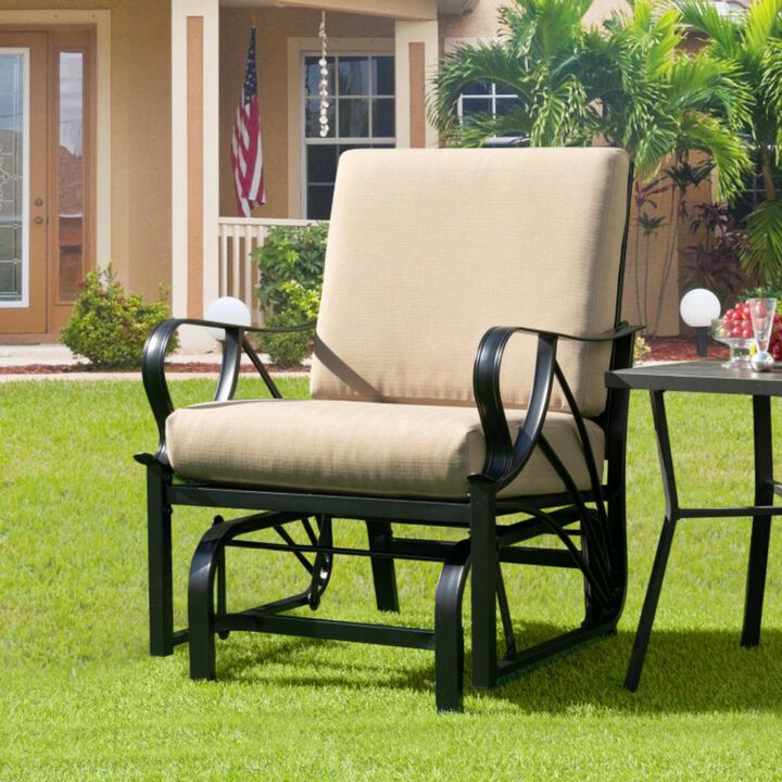 Hivvago Patio Glider Rocking Chair with Thick Cushion and Curved Armrest
