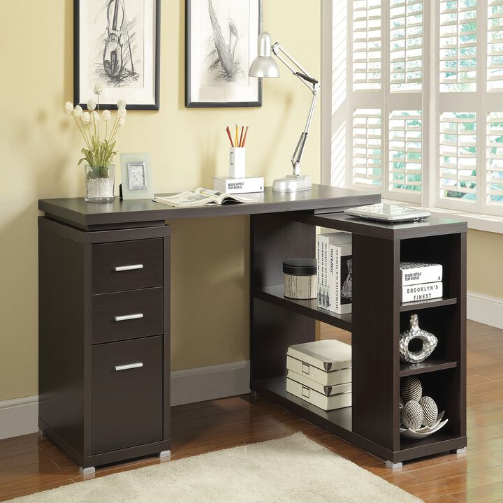 Contemporary Style Wooden Office Desk, Brown-Benzara